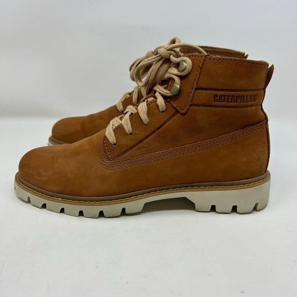 Caterpillar CAT Leather Work Boots Men’s 7.5 Brown Tan FlexFWD Lace Up